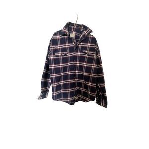Jachs Brawny Mens Blue Red Plaid Flannel Buttons Up Shirt Long Sleeve Size M